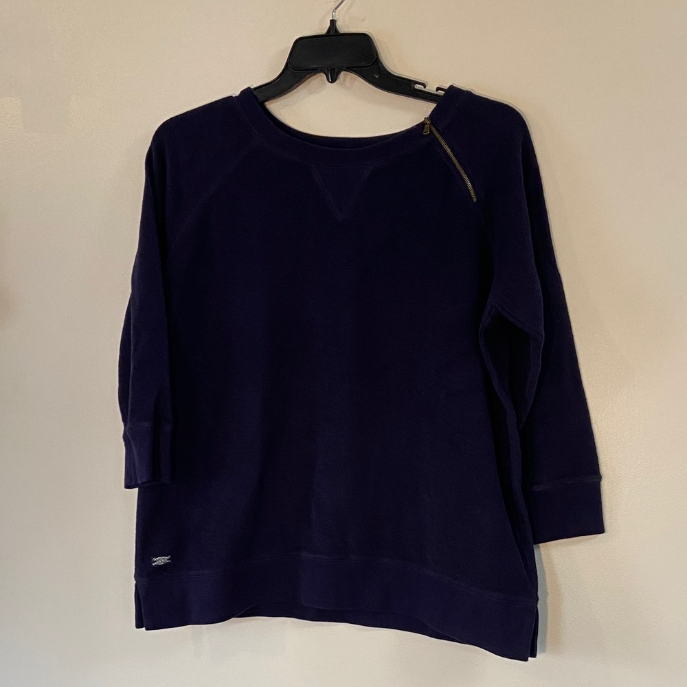 Lauren Ralph Lauren Deep Blue Pullover Crew Neck Sweater & Zipper Detail Size 1X